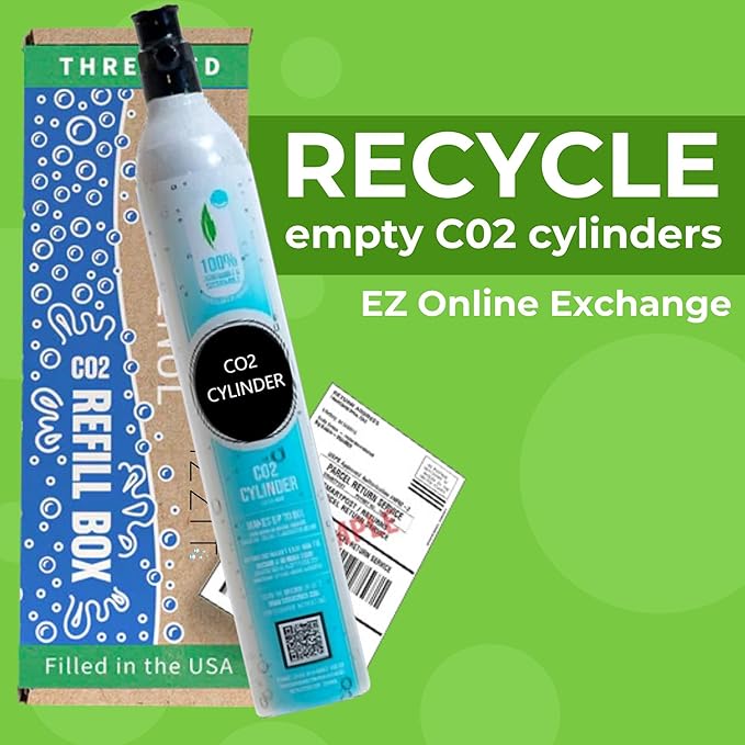 FIZZIT 60L Threaded CO2 3 Pack Canister Refill, Compatible with All Threaded 'Screw-In' Soda Makers Including Soda Machines(C02-3PK-A)