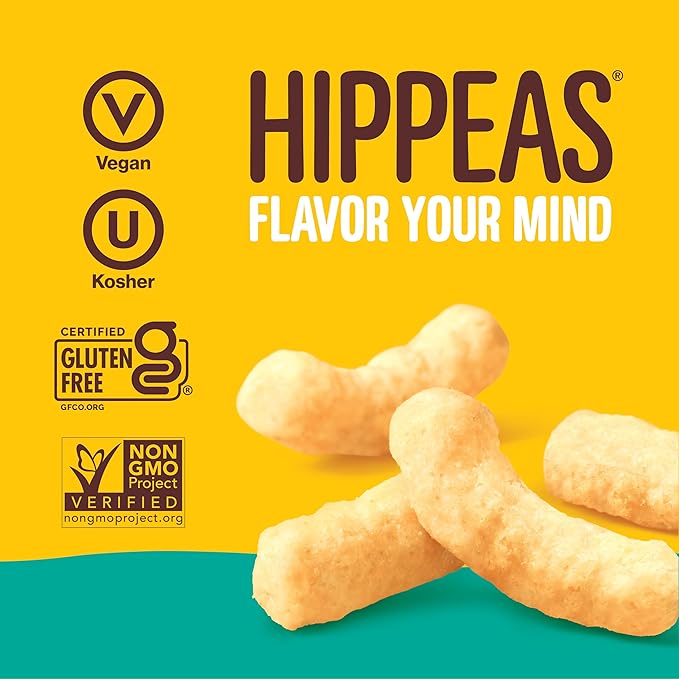 Hippeas Chickpea Puffs, Variety Pack: Vegan White Cheddar, Nacho Vibes, Barbecue, Sriracha, 0.8 Ounce (Pack of 18), 3g Protein, 2g Fiber, Vegan, Gluten-Free, Crunchy, Plant Protein Snacks