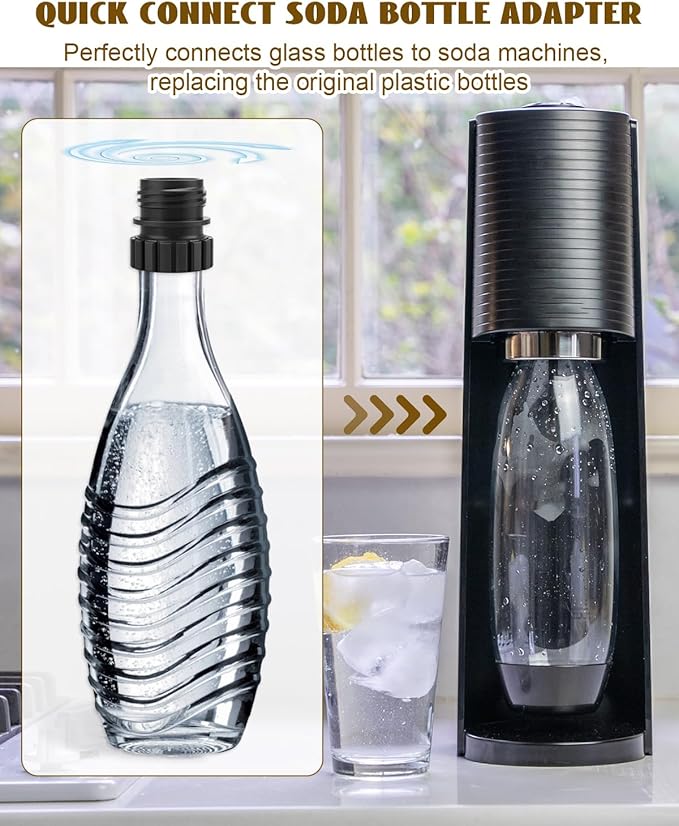 Soda Bottle Adapter Fit for Terra Soda Steam Maker and Crystal Glass Bottle 0.7L, Glass Bottles Quick Connect Adapter