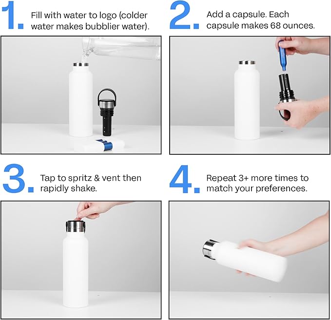 Portable Soda Maker for Hydro Flask Standard Mouth - Sparkling Water Maker | On-Bottle Carbonator | Refillable CO2 Capsules