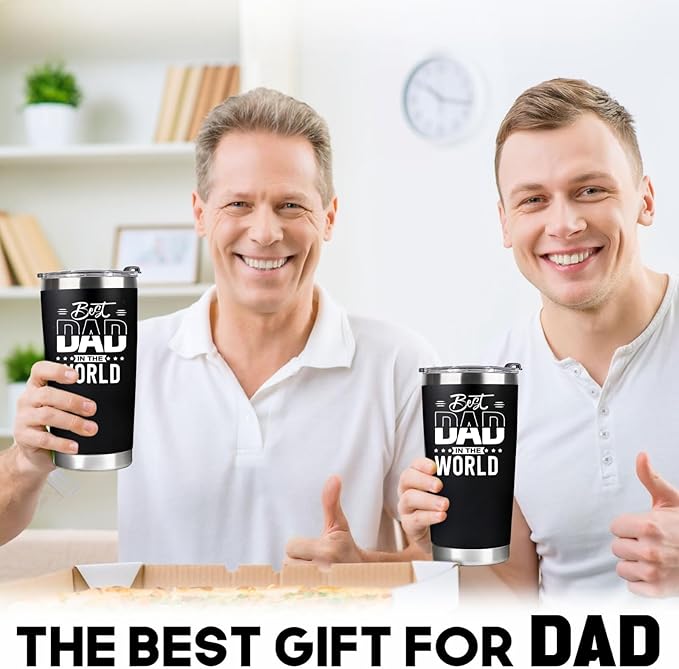 Gifts for Dad from Daughter Son Wife Kids, Christmas Gift for Men, Fathers Day Birthday Gifts for Husband Daddy Stepdad Grandpa Him Dads, Best Dad Ever Gift, 20 Oz Stainless Steel Tumbler