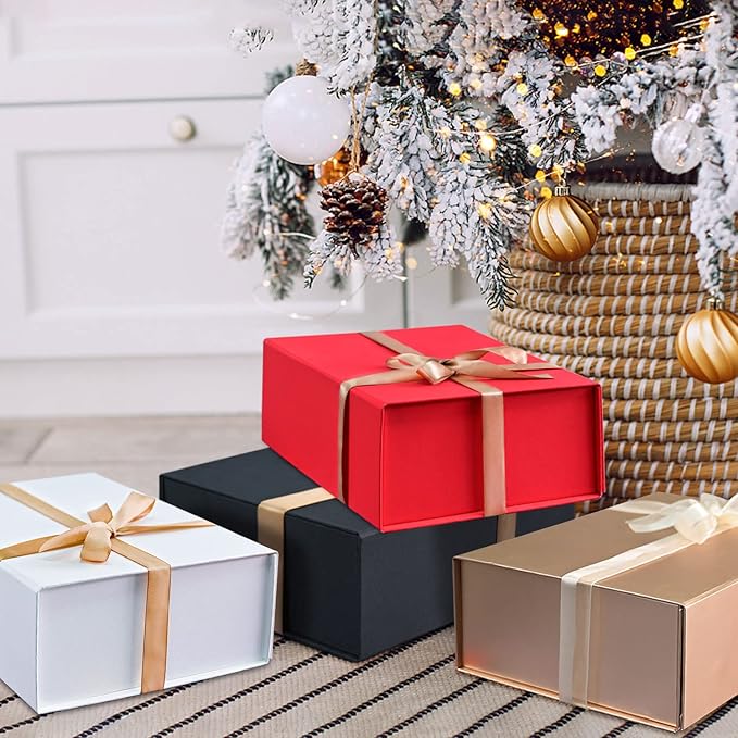LIFELUM Gift Box 13.5''x10''x4'' Large Black Gifts Boxes with Magnetic Lids Luxury Gift Box for Groomsman Proposal Gifts Contains Card, Ribbon, Filler for Wedding, Christmas,Birthday Gift Packging