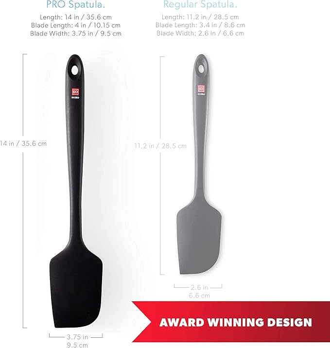 DI ORO Seamless Series Pro 14 Inch Extra Large Silicone Spatula - 600°F Heat-Resistant Rubber Spatula - Great for Baking, Cooking, and Scraping - BPA Free and LFGB Certified Food Safe Silicone (Black)