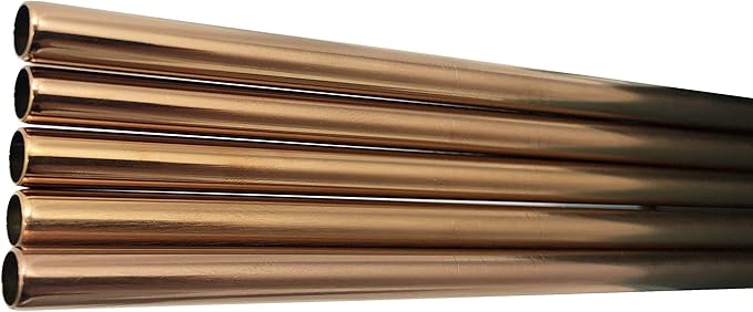 10 Pcs Stainless Steel Straws, Reusable Drinking Straws, Straight Metal Straw Sets with 2 Pcs Cleaning Brushes (8.5 Inch, Rose Gold)
