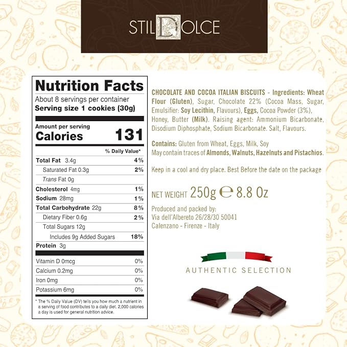 Italian Semi-Soft Chocolate Biscotti | Made in Tuscany, Italy | Stildolce Traditional Authentic Biscuits