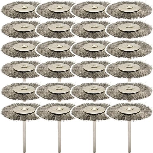 20PCS T-shaped Wire Brushes - Metal Rust Removal, Polishing, Cleaning - 38mm Diameter, 3mm Shaft - Removes Burrs, Dust, and Oxide Layer - Handles Rough Surfaces - Designed for Industrial and DIY Use