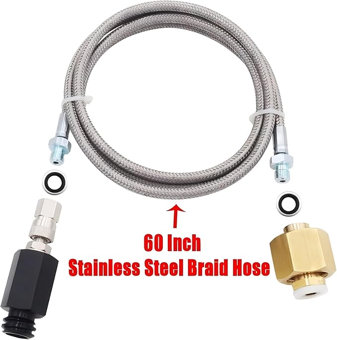 Upgrade Soda Machine Co2 Adapter Hose with High Pressure 60in Stainless Steel Hose,CGA320 to TR21-4 Carbonated Water Soda Maker Co2 Fill Kit Compatible with OneTouch/Jet/Aqua Fizz Soda Maker