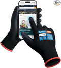 KAYGO Safety Work Gloves PU Coated for Men and Women, 60 Pairs KG11PB, Seamless Knit Glove with Two Fingers Touchscreen, breathable and lightweight Ideal for General Duty Work (Small,Black)