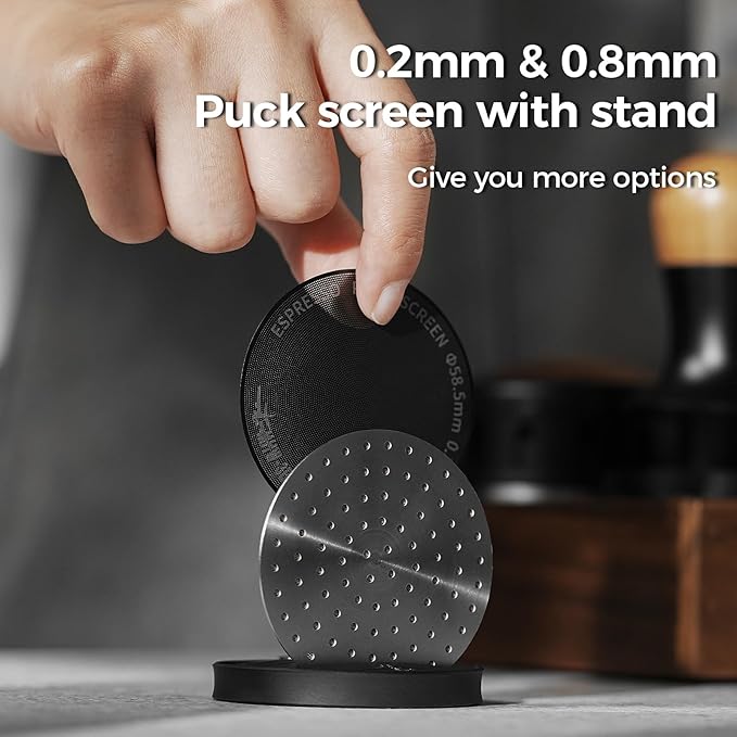 MHW-3BOMBER 58mm Espresso Puck Screen - 0.2mm Ultra Thin Espresso Puck - Metal Reusable Coffee Filter for Portafilter Basket 58mm - Puck Screen with Titanium Coating FG5642-OS