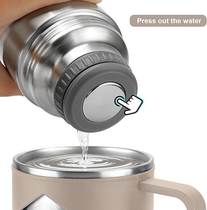 Stainless Steel Thermo 700ml/23.7oz Vacuum Insulated Bottle with Cup for Coffee Hot drink and Cold drink water flask.(Brown,Set)