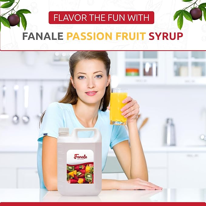 Fanale Premium Flavoring Concentrated Syrup for Bubble Tea 11 lb | Passion Fruit Flavor Syrup | for Boba Tea, Smoothies, Slushes, Desserts | 11lb | Pack of 4 | SRP030