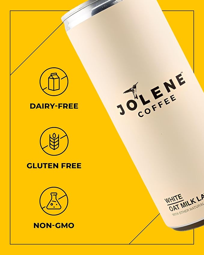Jolene Coffee – Oat Milk Latte | 8oz Cans | Smooth, Bold, Dairy-Free, Gluten-Free, Non-GMO (12 Cans, Oat Milk Latte)