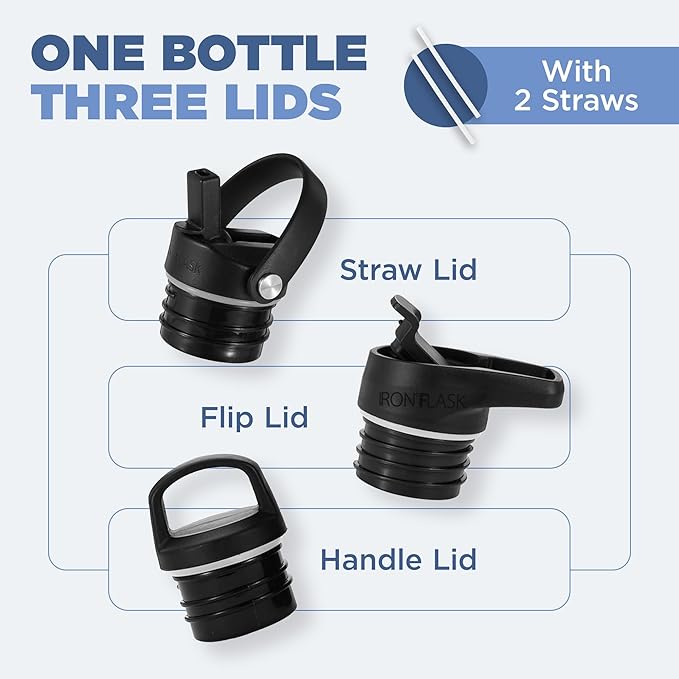IRON °FLASK Camping & Hiking Hydration Canteens - 3 Lids (Narrow Straw Lid) Leak Proof Vacuum Insulated Stainless Steel - Hot & Cold Double Walled Sports Water Bottle - Cotton Candy, 64 Oz