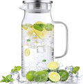 1.2 Liter 40 oz Small Glass Pitcher with Lid and Spout, Glass Carafe for Hot/Cold Water, Iced Tea Jug for Coffee, Juice and Homemade Beverage