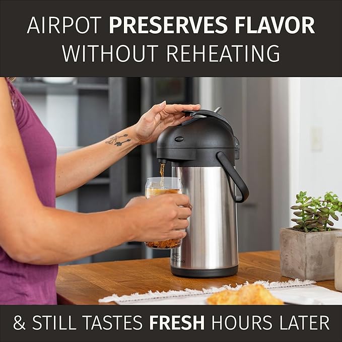 Thermal Coffee Carafe 74Oz, Keeps Drinks Hot for 12Hrs & Cold for 36Hrs, Insulated Stainless Steel Coffee Carafe for Hot Drinks, Easy One-Handed Dispensing for Office, Home, Party, Durable Tea Flask