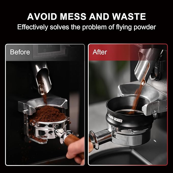 MHW-3BOMBER 54mm Espresso Dosing Funnel Magnetic Coffee Dosing Ring Portafilter Funnel Barista Tools Compatible with 54mm Espresso Portafilter DR5547B-OS
