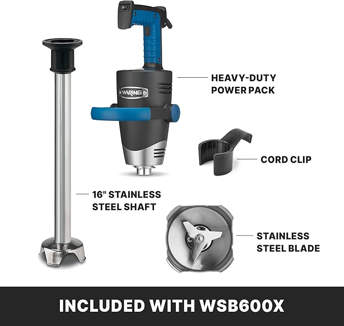 Waring EVOX 16" Big Stik Immersion Blender, 1.5 HP Variable Speed, 25-Gallon Capacity, for Sauces, Dressings, Marinades & Soups, WSB600X