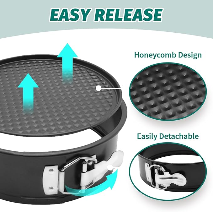 SHIKORI Cake Pan Set for Baking, Non-Stick Springform Pans Set of 4 (4, 7, 9 10 inch), Round Cheesecake Pan, Leak-Proof Cake Pans with Removable Bottom-Black 4 Pcs
