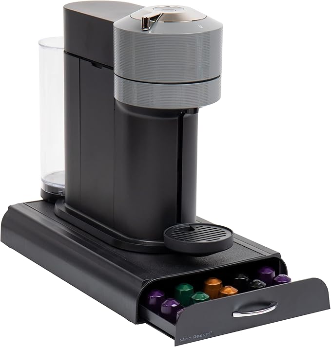 Mind Reader Nespresso Compatible Capsule Drawer, Countertop Organizer, Coffee Pod Holder, Storage, 9.25"L x 15"W x 2"H, Black
