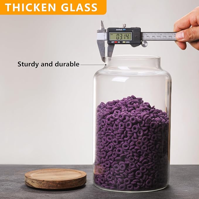 Vacuum Coffee Canister Glass Food Storage Jars With Airtight Lids Borosilicate Glass Coffee Canister Container for Coffee Beans & Grounds Tea Sugar Spices Kitchen (94oz(2800ml)-B-2pack)