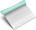 Rainspire Bench Scraper, Stainless Steel Dough Scraper, Pastry Scraper, Pizza and Dough Cutter Multi-Purpose Scraper/Chopper, Pizza Cutter Food Chopper Baking Supplies Kitchen Gadgets, Mint Green