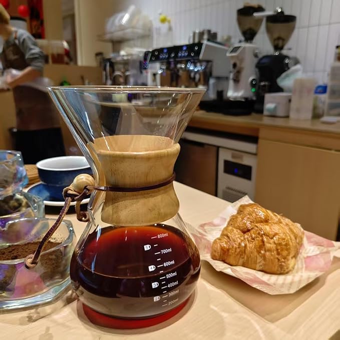 Subjectthree Coffee Pour Over 8 Cup Coffee Maker Glass Coffee Dripper Carafe Pot with Filter for Home Office Camping Easy Clean (8 Cup/28 oz)