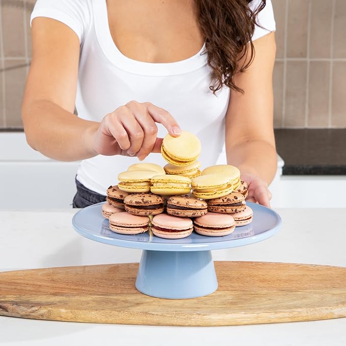 The Cake Stand -10" Ceramic Pedestal Cake Stand with Gloss Finish - Modern Display for Cakes, Cupcakes, Cookies & More - Perfect for Weddings, Birthdays & Baby Showers (Periwinkle)