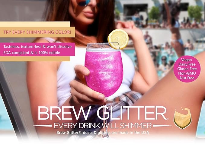 Yellow BREW GLITTER Edible Glitter For Drinks, Cocktails, Beer, Garnish Glitter & Beverages | KOSHER & HALAL Certified | 100% Edible & Food Grade | Vegan, Gluten, Nut Free (45g Shaker, Yellow)