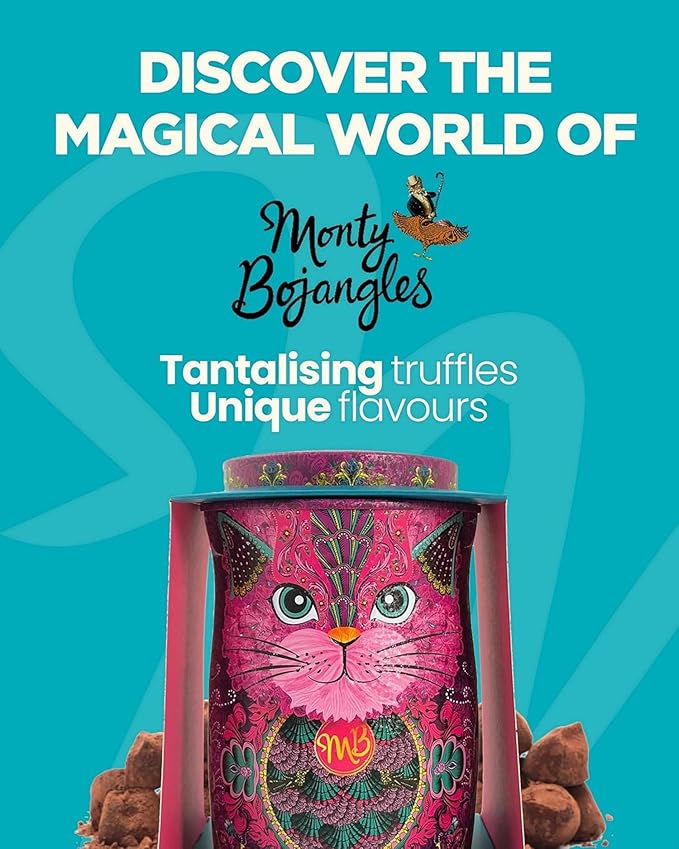 Monty Bojangles Cocoa Dusted Chocolate Truffles Cat Tin (Shimmering Starlet), Stunning Collectable Cat Tin, Luxury Chocolate Box With Bespoke Design, Gourmet Chocolates Gift Box, 135 g