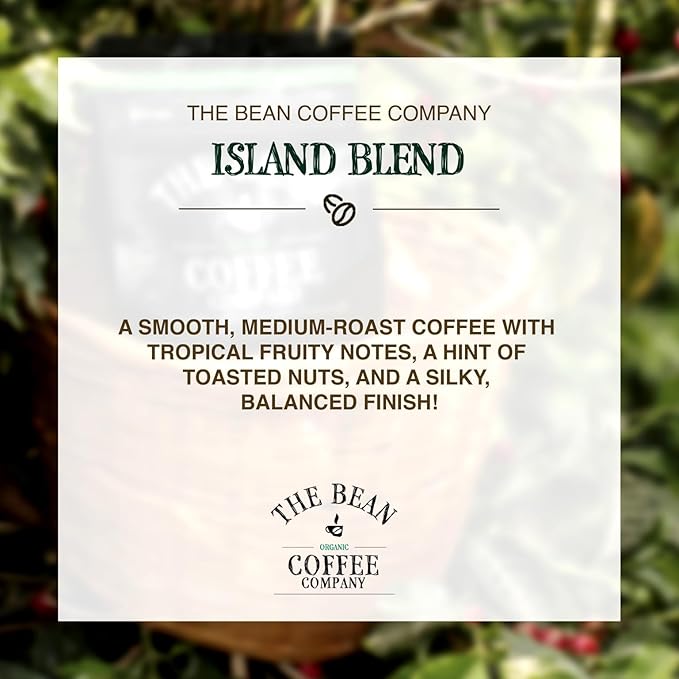 The Bean Organic Coffee Company Island Blend, Medium Roast, Whole Bean Coffee, 16-Ounce Bags (Pack of 2)