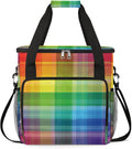 stripes colorful grid Coffee Maker Carring Bag Travel Carrying Storage Tote Bag Compatible with Keurig K-Mini or K-Mini Plus Portable Single Serve Coffee Brewer Case with Pockets for K-cup Pods