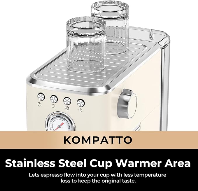 CHULUX Slim Espresso Machine with Milk Frother Steam Wand, 20 Bar Professional Italian Pump Semi Automatic Espresso Coffee Machine for Home Cappuccino & Latte Maker, Creamy