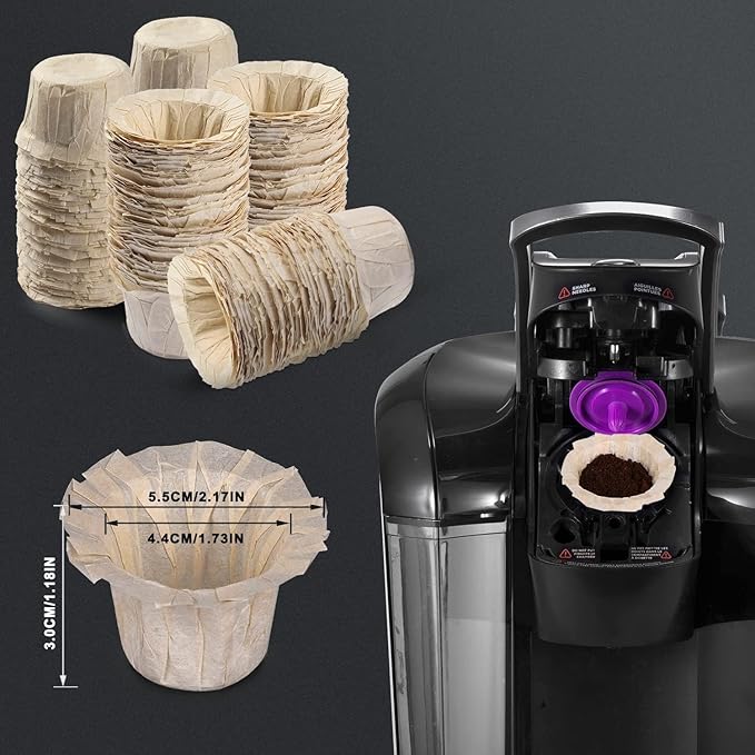 Pro Mael Disposable K Cup Filters, Coffee Filter Paper for Keurig Brewers Single Serve 1.0 and 2.0, Use with Reusable K Cup Pods, Natural Unbleached (100-Count)