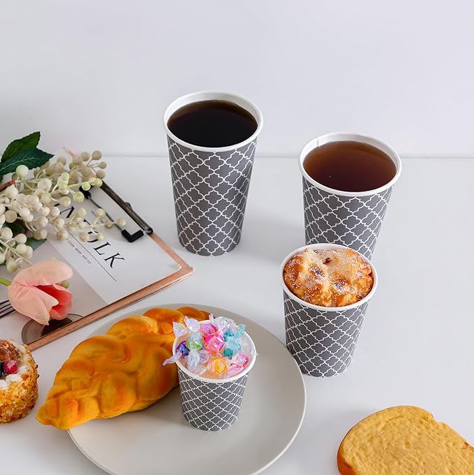 Lamosi Coffee Cups 12OZ 500 Pack, Disposable Coffee Cup, Disposable Cups,12 oz Hot Cups,12 oz Paper Insulated Cup for Cold Hot Drinks (No Lids)
