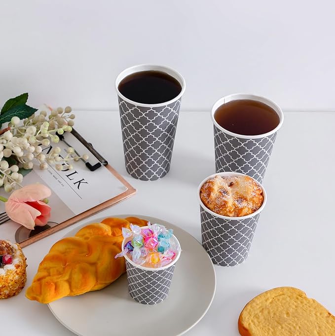 Lamosi Coffee Cups 16 oz 180 Pack, Disposable Coffee Cups, Disposable Cup,16 oz Hot Cup, Paper Insulated Cup for Cold Hot Drinks (No Lids)