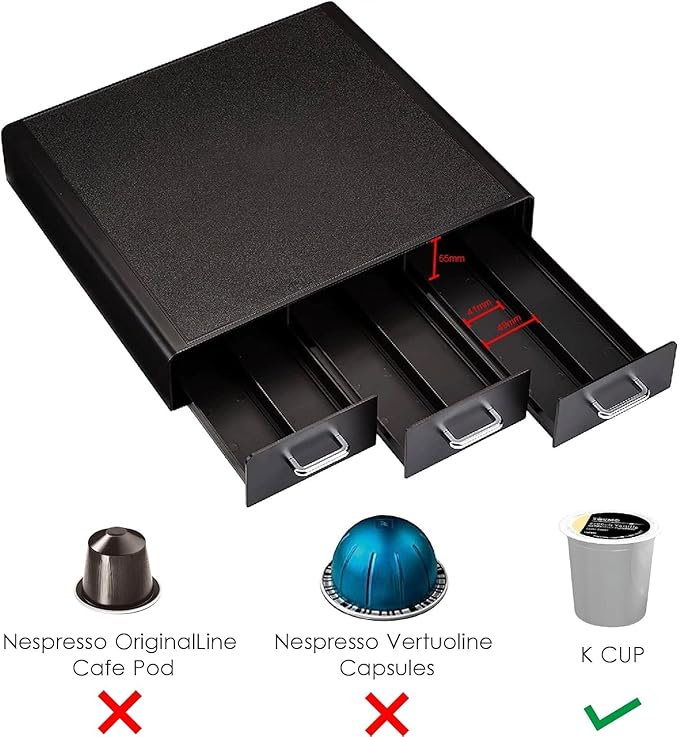 Amazon Basics Coffee Pod Storage Organizer Drawer for K-Cup Pods, 36 Pod Capacity, Black