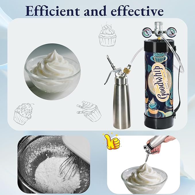 Whipped Cream Charger 3.3L Tank Food Grade cream chargers cylinder, Fits with Any Standard Dispensers (Nozzle Included) (2112g-1 tank)