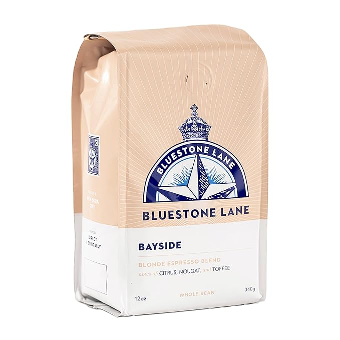 Bluestone Lane Coffee Beans, Bayside Blonde Light Roast, Whole Bean, 12 Ounce Bag