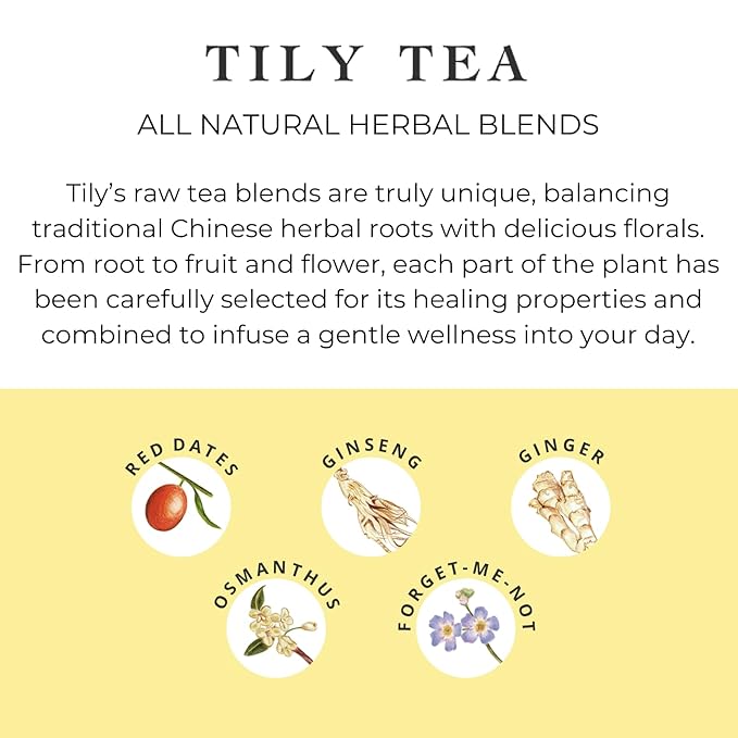 Tily Tea Morning Shine Breakfast Tea - Natural Herbal Tea for Focus and Energy - Ginger and Gingseng - Caffeine Free - 10 Plastic-Free Tea Bags