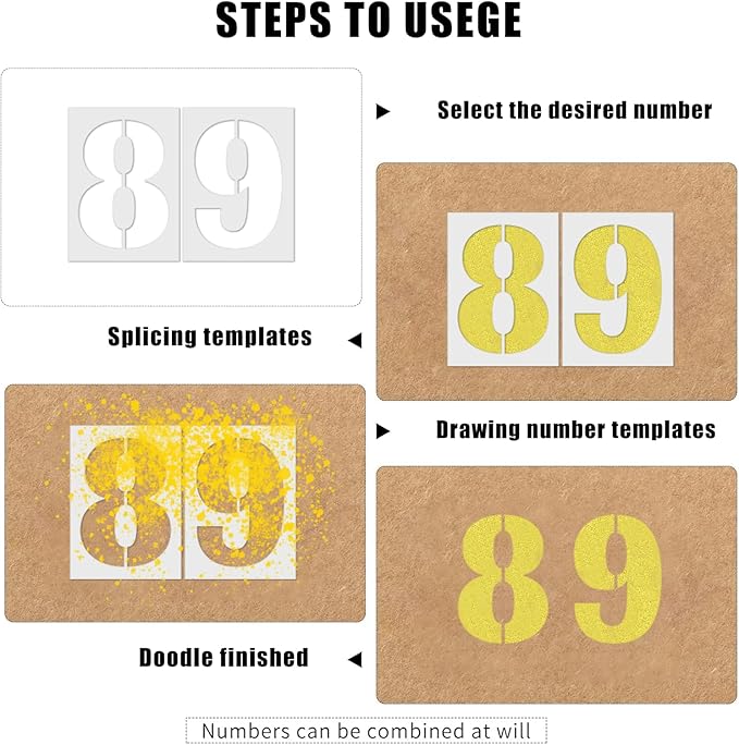 4 Inch Number Stencils Set, 0-9 Plastic Address Number Stencils Reusable Cake Digital Templates for Painting on Wall,Wood,Rock,Mailbox and DIY Art Projects