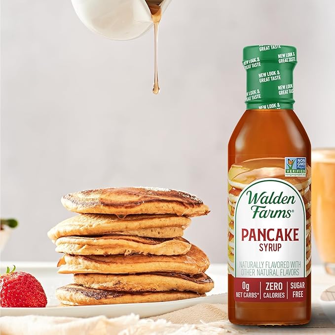 Walden Farms Pancake Syrup – Perfect for Pancakes, Waffles, Desserts – Zero Calorie, Sugar-Free, Low Carb, Keto-Friendly, Gluten-Free, Vegan – 12 oz Bottle