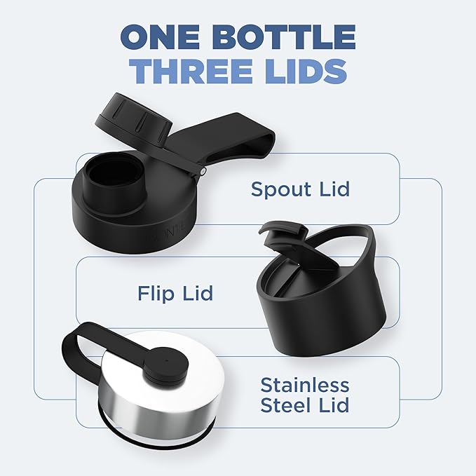 IRON °FLASK Camping & Hiking Hydration Flask with 3 Lids - Stainless Steel, Double Walled & Vacuum Insulated Water Bottle - Leak Proof & BPA Free (Fire, Spout - 32 oz)
