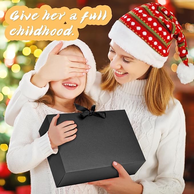 15Pack Gift Boxes with Lids, 10.6x7.8x3.1 Inches Bridesmaid Proposal Boxes with Ribbon, Black Gift Boxes for Presents,Kraft Paper Boxes for Wedding Christmas Birthday Baby Shower Party