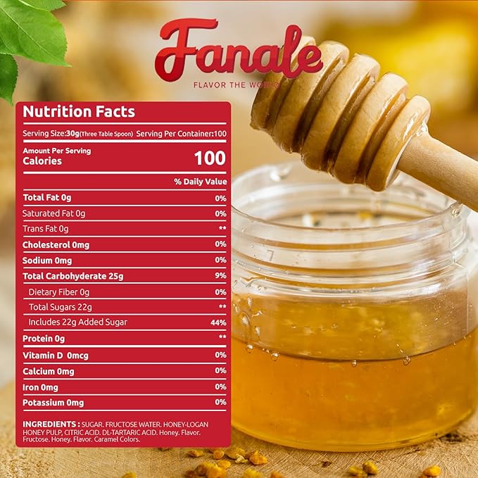 Fanale Premium Flavoring Concentrated Syrup for Bubble Tea 5.5 lb | Honey Logan Flavor Syrup | for Boba Tea, Smoothies, Slushes, Desserts | 5.5lb | pack of 10 | SRP190-CS