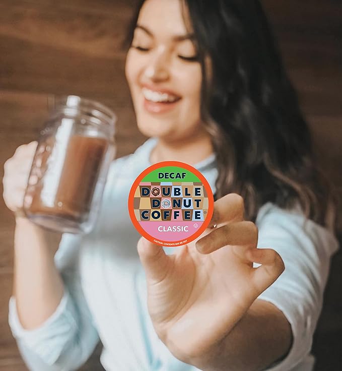 Double Donut Coffee Decaf Flavored Coffee Single Serve Cups For Keurig K Cup Brewer Variety Pack Sampler, 40 Count (SYNCHKG115120)