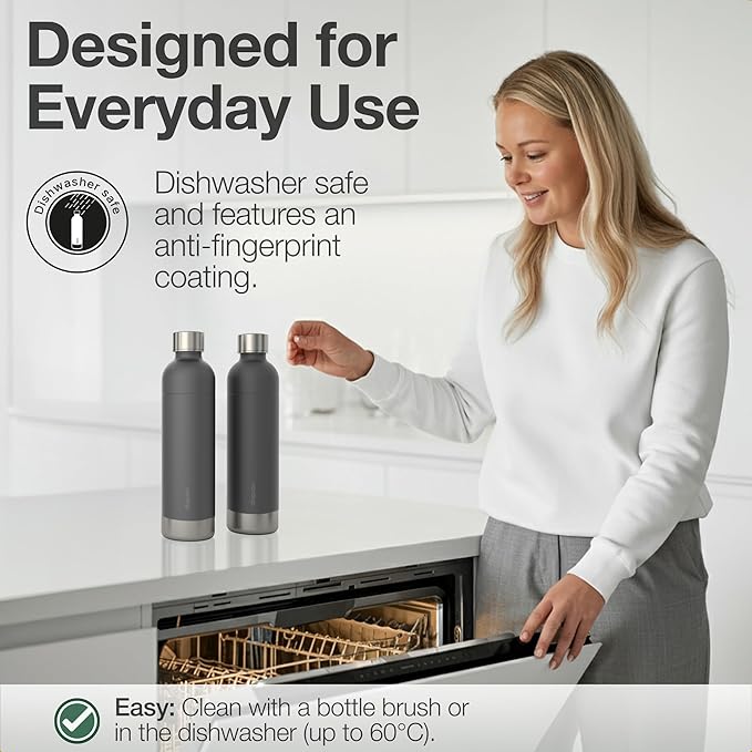 Stainless Steel Carbonating Bottle 33 oz | Compatible with Aarke Carbonator 3, Sodastream (Excl. model Aqua Fizz + Jet) and many others| Dishwasher Safe, No Expiration Date, BPA-Free