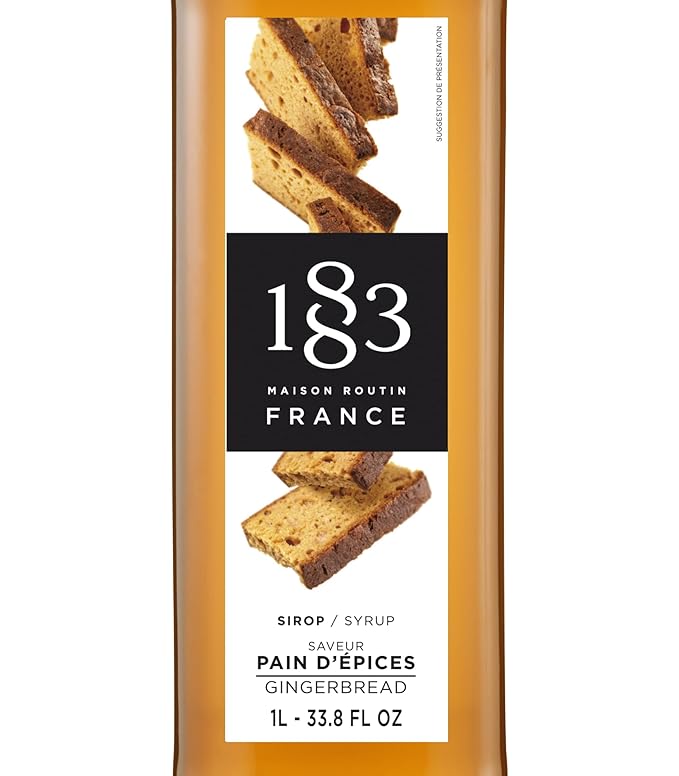 1883 Gingerbread Syrup for Coffee & Drinks – 1 Liter (33.8 fl oz) Glass Bottle