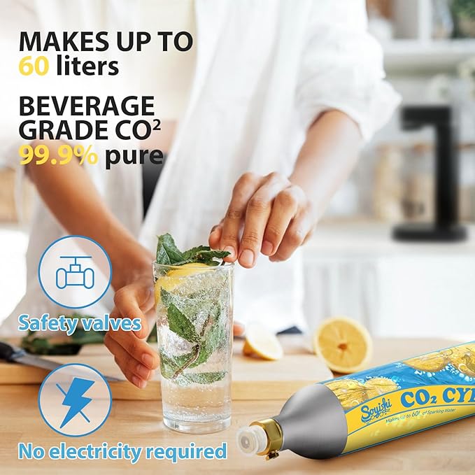 60L Co2 Cartridges Cylinder Compatible with All 'Screw-In' Soda Streaming Maker Co2 tanks 14.5oz Threaded CO2 Cartridge canister Sparkling Water Carbonates Set of 6