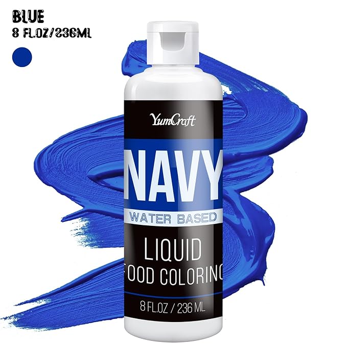 Food Coloring Liquid - Vibrant Color Food Coloring for Cake Decorating, Baking, Easter Egg, Icing - Tasteless Food Color Dye for Fondant, Cooking, Slime, Airbrush (Navy, 8 Fl.oz)