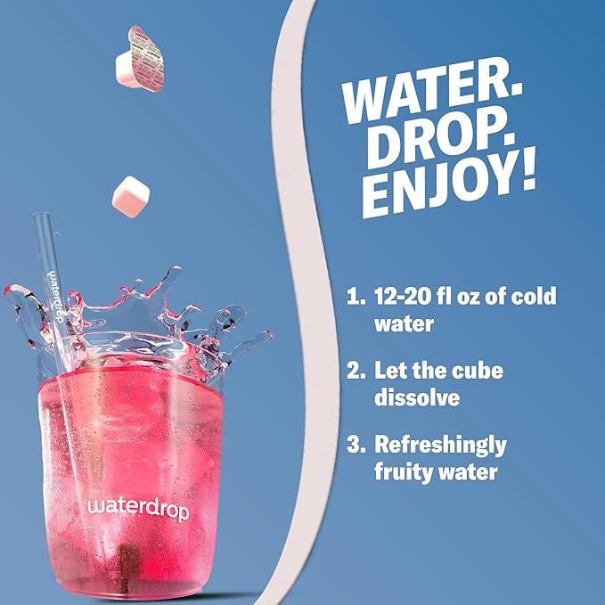 Waterdrop Hydration Cubes Mixed Berry Variety Pack, Zero Sugar Electrolyte & Vitamin Drink Mix, Flavored Water Enhancer Includes Blackberry, Blackcurrant, Microlyte Berry, Ice Tea Raspberry, 48 Count